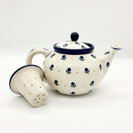 Teekanne Bunzlauer Keramik Teekanne mit Sieb Handgemalt Handgemacht
