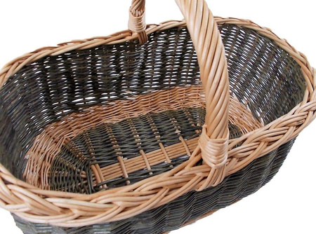 Einkaufskorb aus Weide Grün-Braun Oval 50x30x40 cm