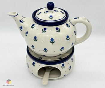 Set Kanne und Teelichthalter Stövchen Bunzlauer Keramik