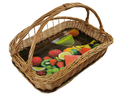 Weidentablett mit Längsgriff 50x35x30 cm Rechteckig Braun