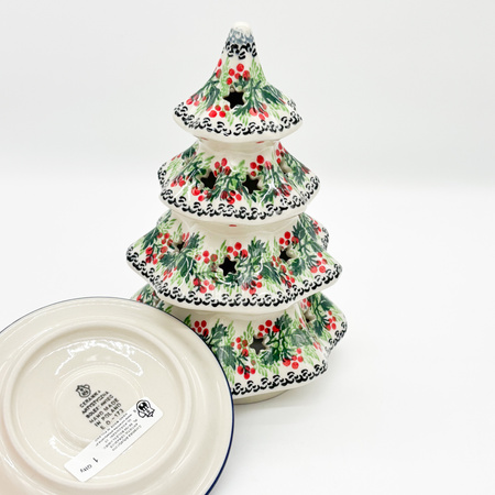 Teelichthalter Keramik-Lampion in Tannenbaumform 20 cm Handgemacht