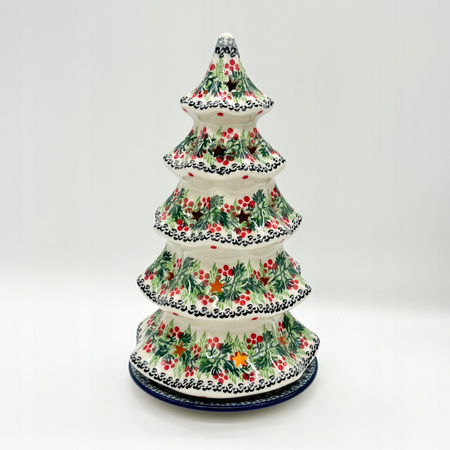 Teelichthalter Keramik-Lampion in Tannenbaumform Handgemacht 24,5 cm