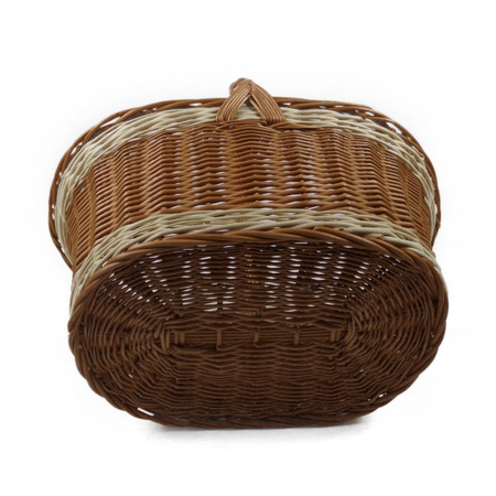 Großer Einkaufskorb aus Weide Braun-Weiß oval 52x39x40 cm