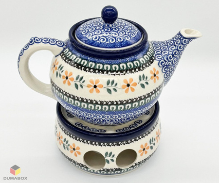 Set Kanne und Teelichthalter Stövchen Bunzlauer Keramik