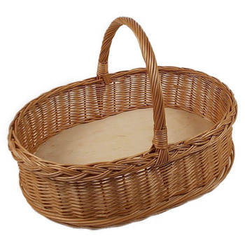 Weidentablett mit Henkel Braun Oval ca. 52x40x35 cm