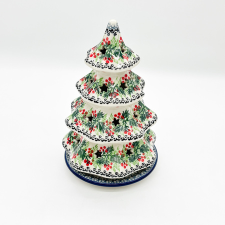 Teelichthalter Keramik-Lampion in Tannenbaumform 20 cm Handgemacht