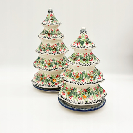 Teelichthalter Keramik-Lampion in Tannenbaumform Handgemacht 24,5 cm