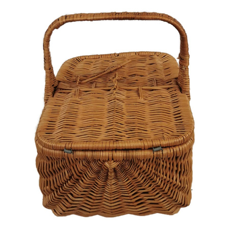 Picknickkorb aus Weide mit Deckel Braun 43x30x38 cm Rechteckig