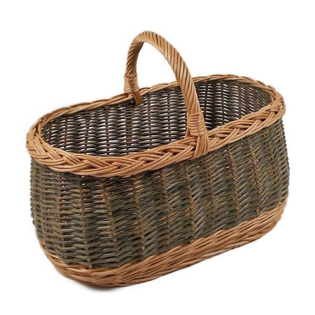 Einkaufskorb aus Weide Grün-Braun Oval 50x30x40 cm