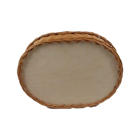 Weidentablett mit Henkel Braun Oval ca. 52x40x35 cm