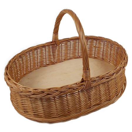 Weidentablett mit Henkel Braun Oval ca. 52x40x35 cm