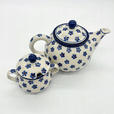 Teekanne Handgemachte Kanne handbemalt Blumen Bunzlauer Keramik 0,9l