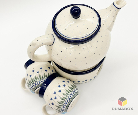 Set Kanne mit Sieb und Stövchen Teelichthalter Bunzlauer Keramik