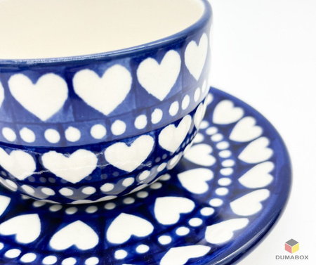 Handgefertigte Tasse mit Untertasse Bunzlauer Keramik