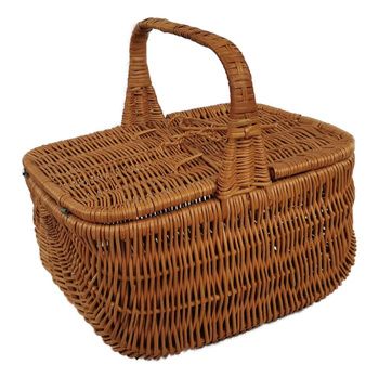 Picknickkorb aus Weide mit Deckel Braun 43x30x38 cm Rechteckig