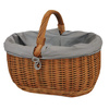 Großer Einkaufskorb aus Weide oval Braun mit Stoff grau 46x32x35 cm