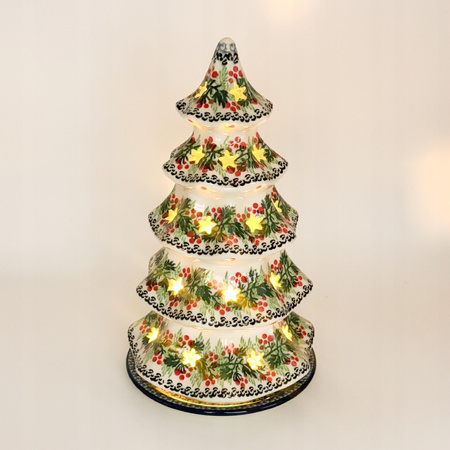 Teelichthalter Keramik-Lampion in Tannenbaumform Handgemacht 24,5 cm