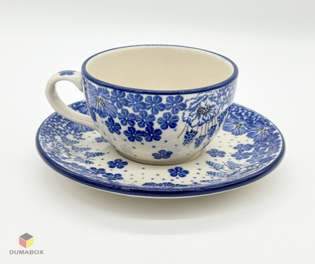 Handgefertigte Tasse mit Untertasse Bunzlauer Keramik