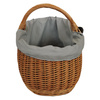 Großer Einkaufskorb aus Weide oval Braun mit Stoff grau 46x32x35 cm