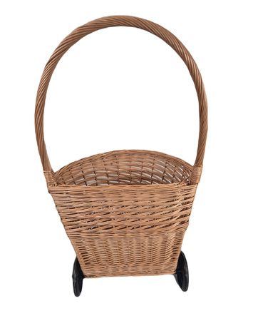 Einkaufswagen aus Weide Klein 44x32x90 cm Transportkorb mit Rollen
