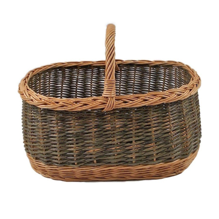 Einkaufskorb aus Weide Grün-Braun Oval 50x30x40 cm