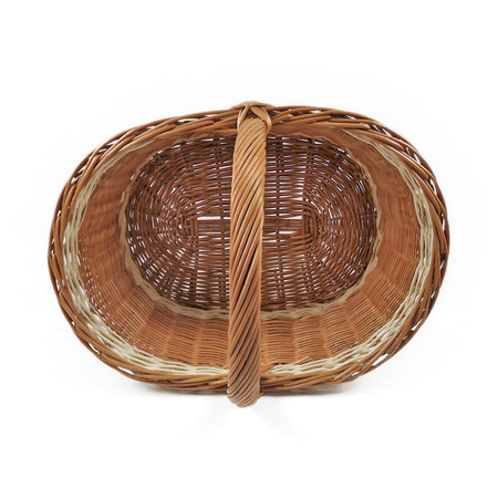 Großer Einkaufskorb aus Weide Braun-Weiß oval 52x39x40 cm