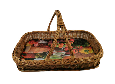 Weidentablett mit Querstange 50x35x29 cm Rechteckig Braun