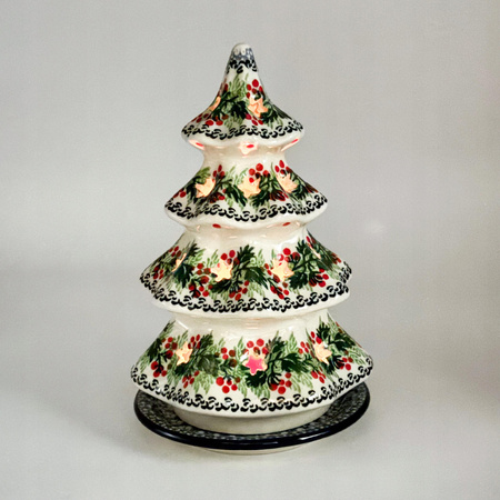 Teelichthalter Keramik-Lampion in Tannenbaumform 20 cm Handgemacht