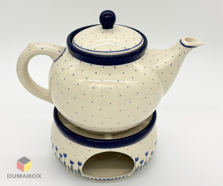 Set Kanne mit Sieb und Stövchen Teelichthalter Bunzlauer Keramik