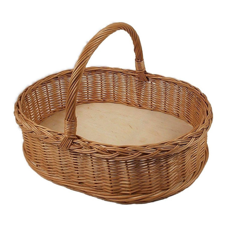 Weidentablett mit Henkel Braun Oval ca. 52x40x35 cm