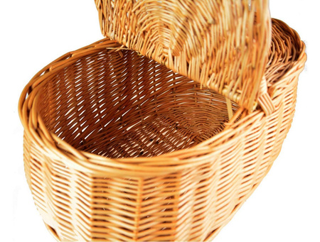 Picknickkorb mit Deckel aus Weide oval Braun 44x29x33 cm Einkaufskorb Pilzkorb Weidenkorb Geflochten