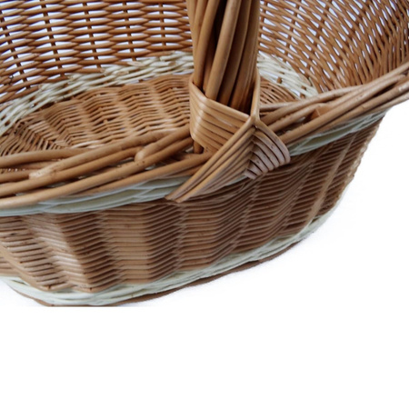 Großer Einkaufskorb aus Weide Braun-Weiß oval 52x39x40 cm