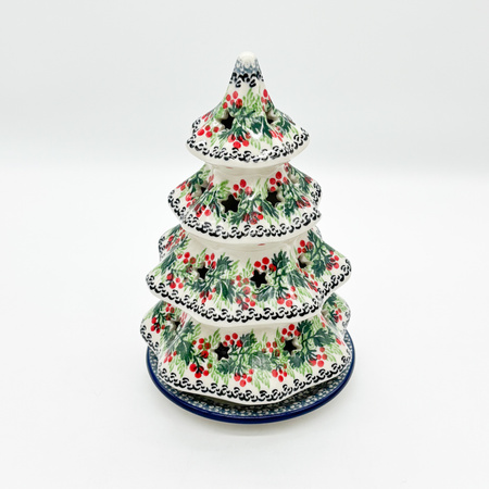 Teelichthalter Keramik-Lampion in Tannenbaumform 20 cm Handgemacht